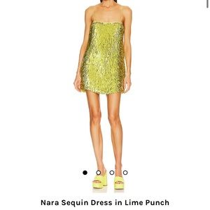 RETROFETE Nara Sequin Dress in Lime Punch